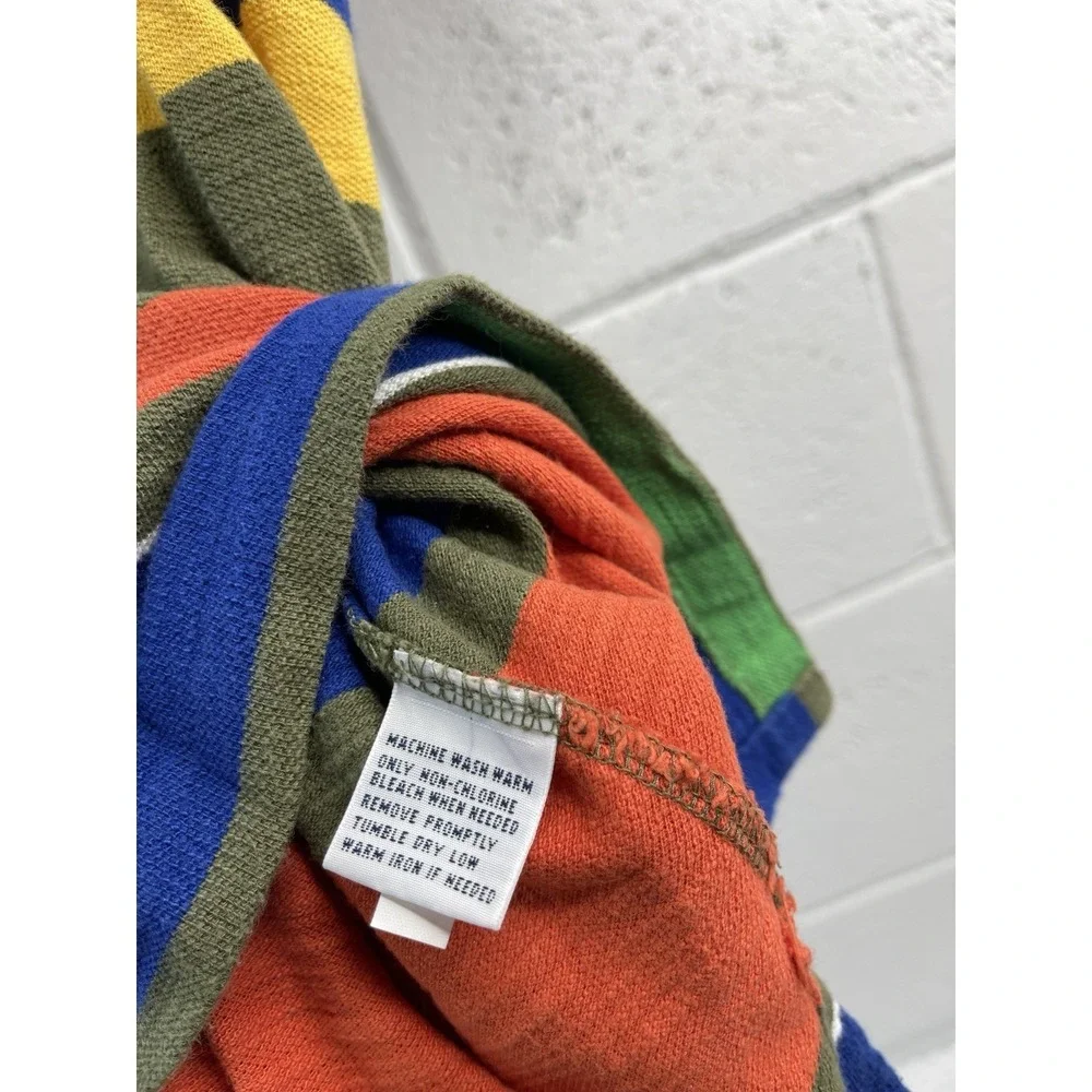 VTG 90's Ralph Lauren Polo Multi Color Wide Striped Men's Short Sleeves‎ Sz M